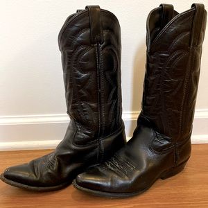 Black vintage genuine leather cowboy/western boots